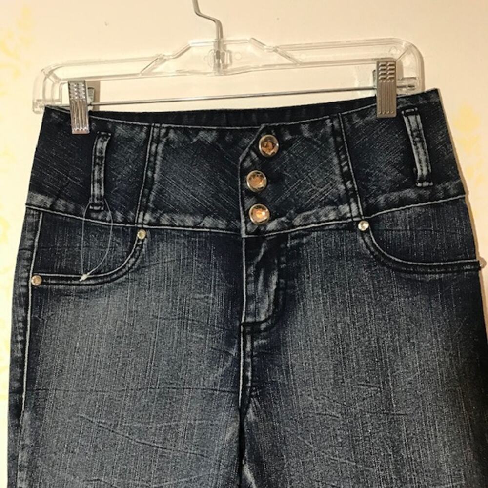 Amethyst Banded Stone Washed Stretchy Skinny Ladies Jeans Sz 30x31